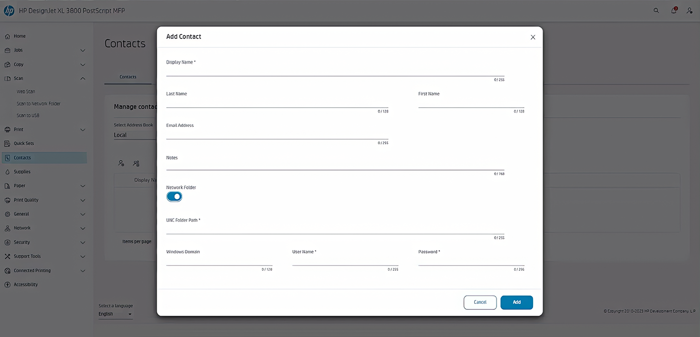 Adding a Contact Modal