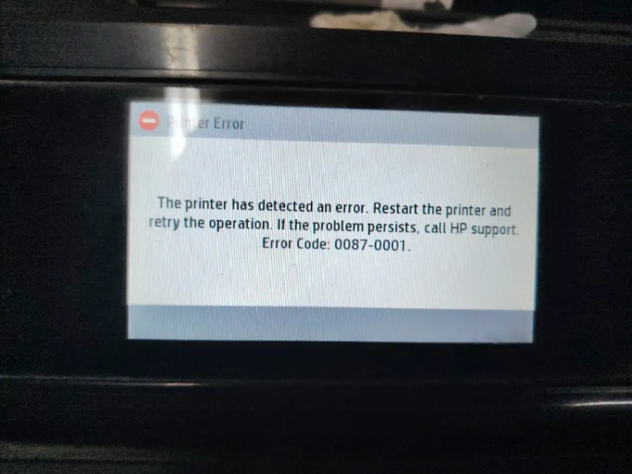 HP DesignJet T730 Error 0087-0001 Display