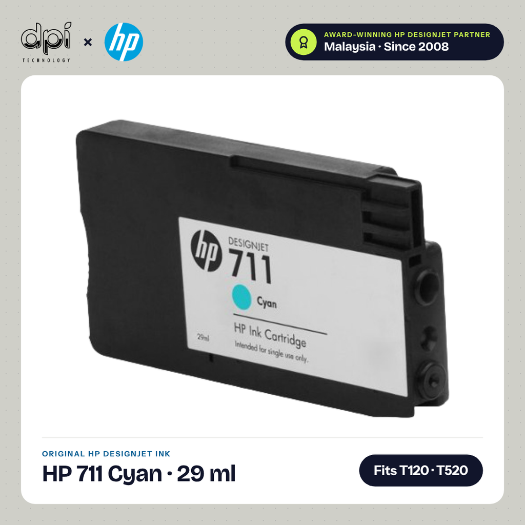 HP 711 DesignJet cyan ink cartridge, 29 ml