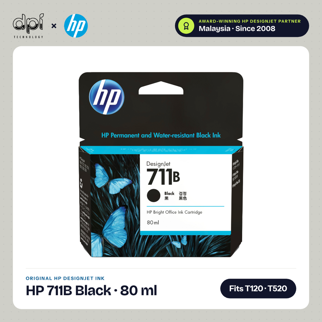 HP 711B DesignJet black ink cartridge, 80 ml