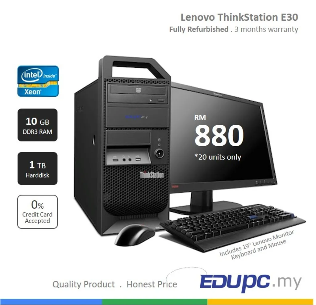 Lenovo ThinkStation Intel XEON E3-1270 10GB RAM 1TB HDD 19 inch Monitor.jpg