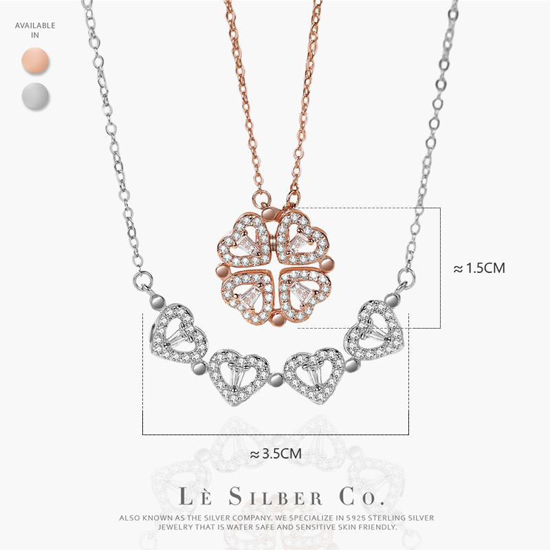 Lè Silber Co.S925 - Clover x Love Pendant 2 IN 1 Motion Necklace – Lè  Silber Co - The Silver Company