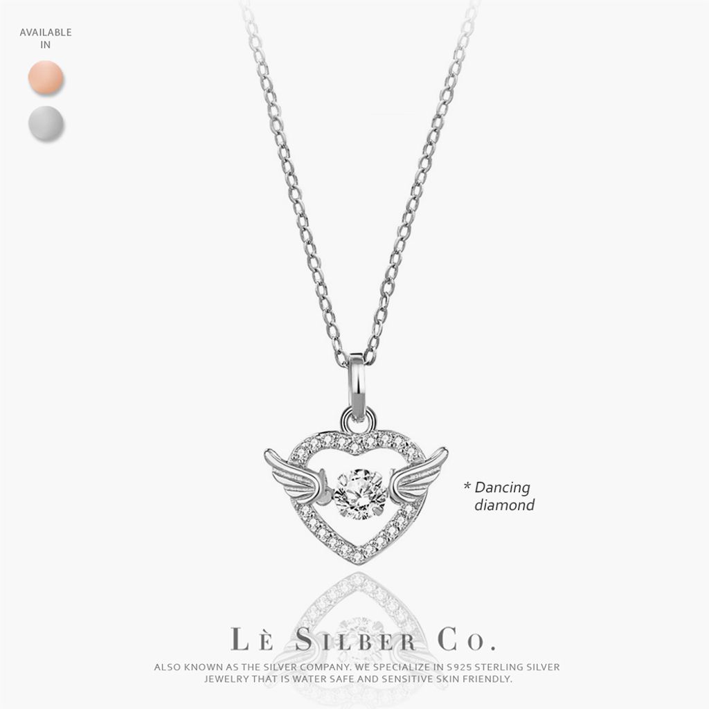 Lè Silber Co.S925 - Cupid's Heart x LOVE Dancing Diamond Necklace