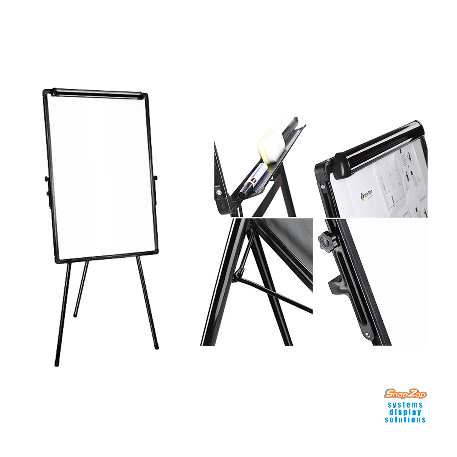Adjustable Easel Writing Board Flip Chart Clip Pen Holder SnapZap Systems