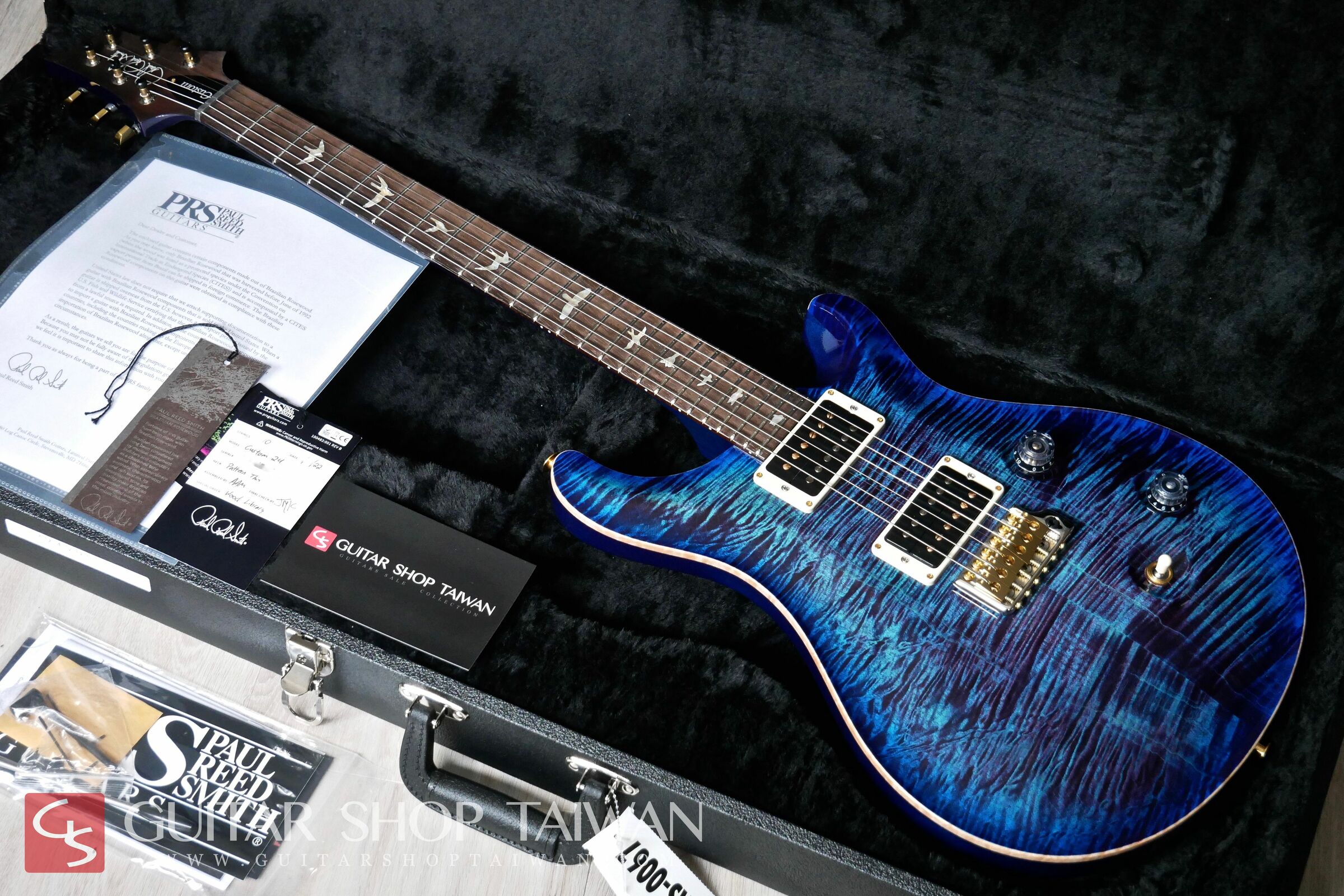 全新2022 PRS Custom 24 10Top Wood Library Violet Blue Burst with