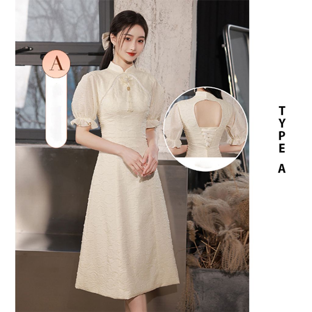 Champagne Color Cheongsam Bridesmaid Dress-Type A