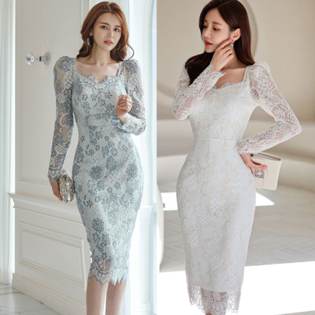 Korean Version Temperament Lace Slim Dress