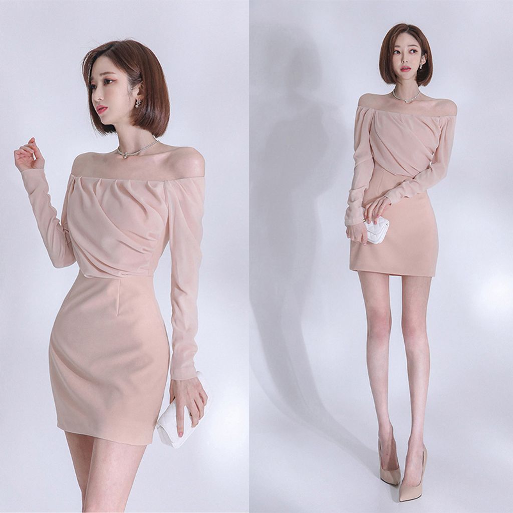 Light Pink Off Shoulder Mini Dress