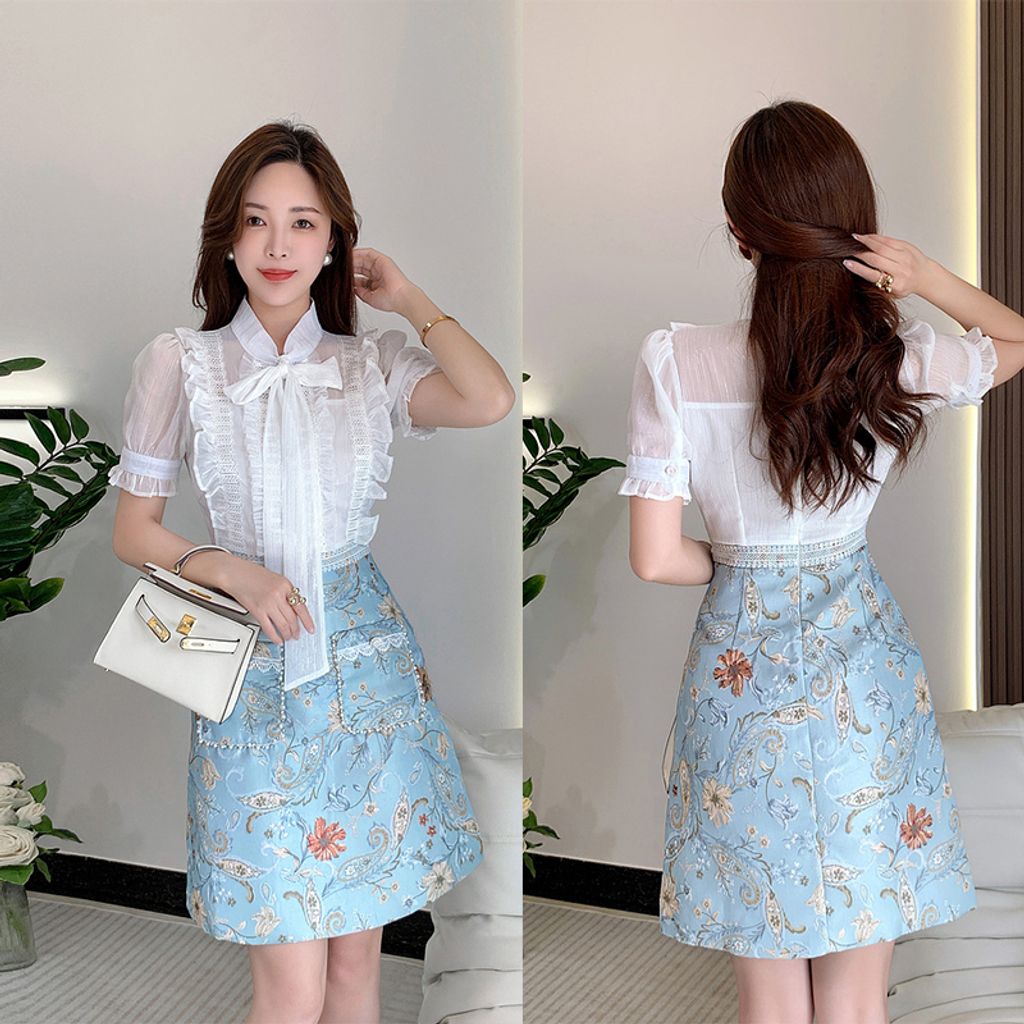 Fake Two White High-end Splicing Dress