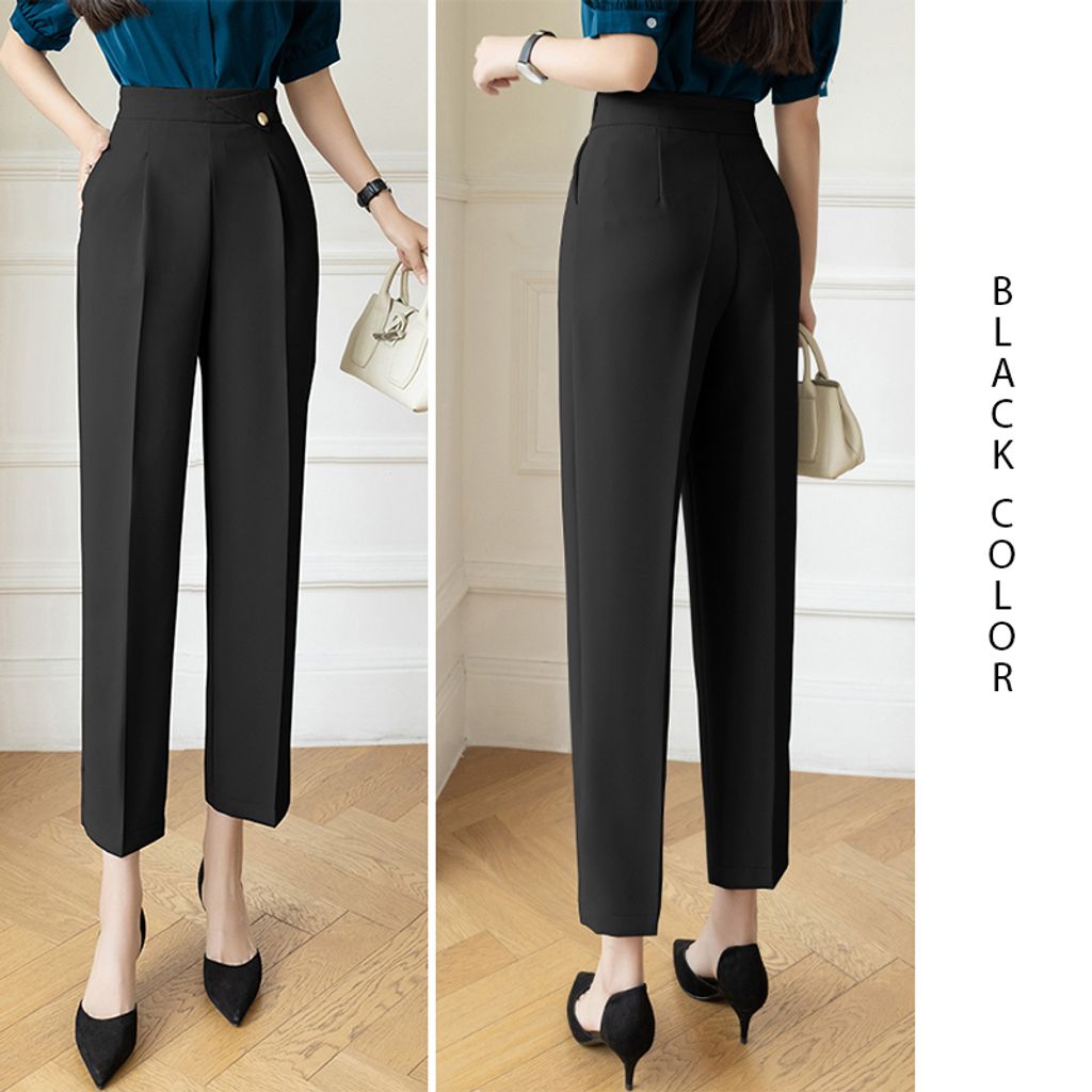 Korean Version Nine-point Women's Trousers-Black color womens pants