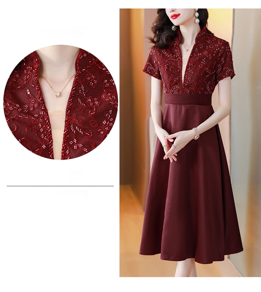 Red Elegant A-line Evening Dress