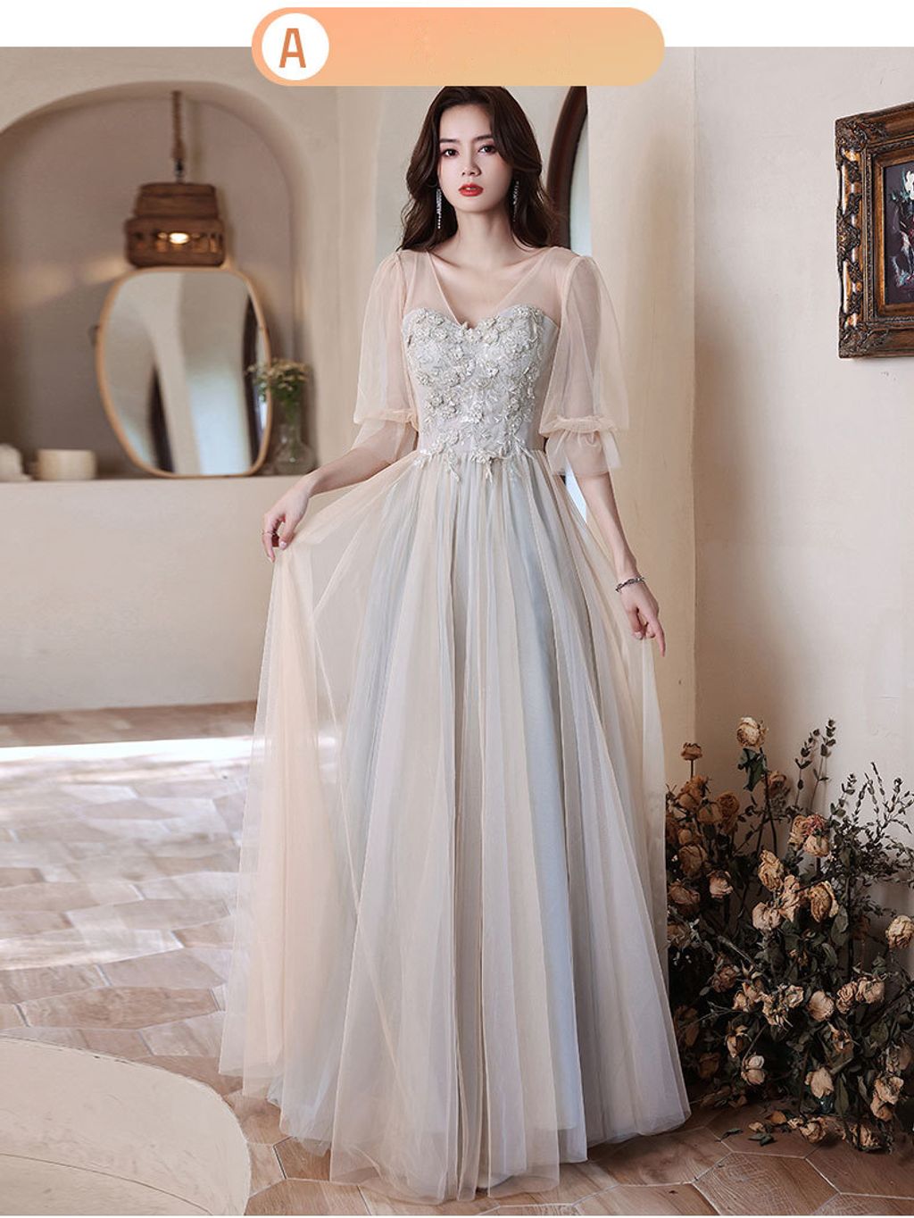 Gray Color Group Bridesmaid Dress-Type A