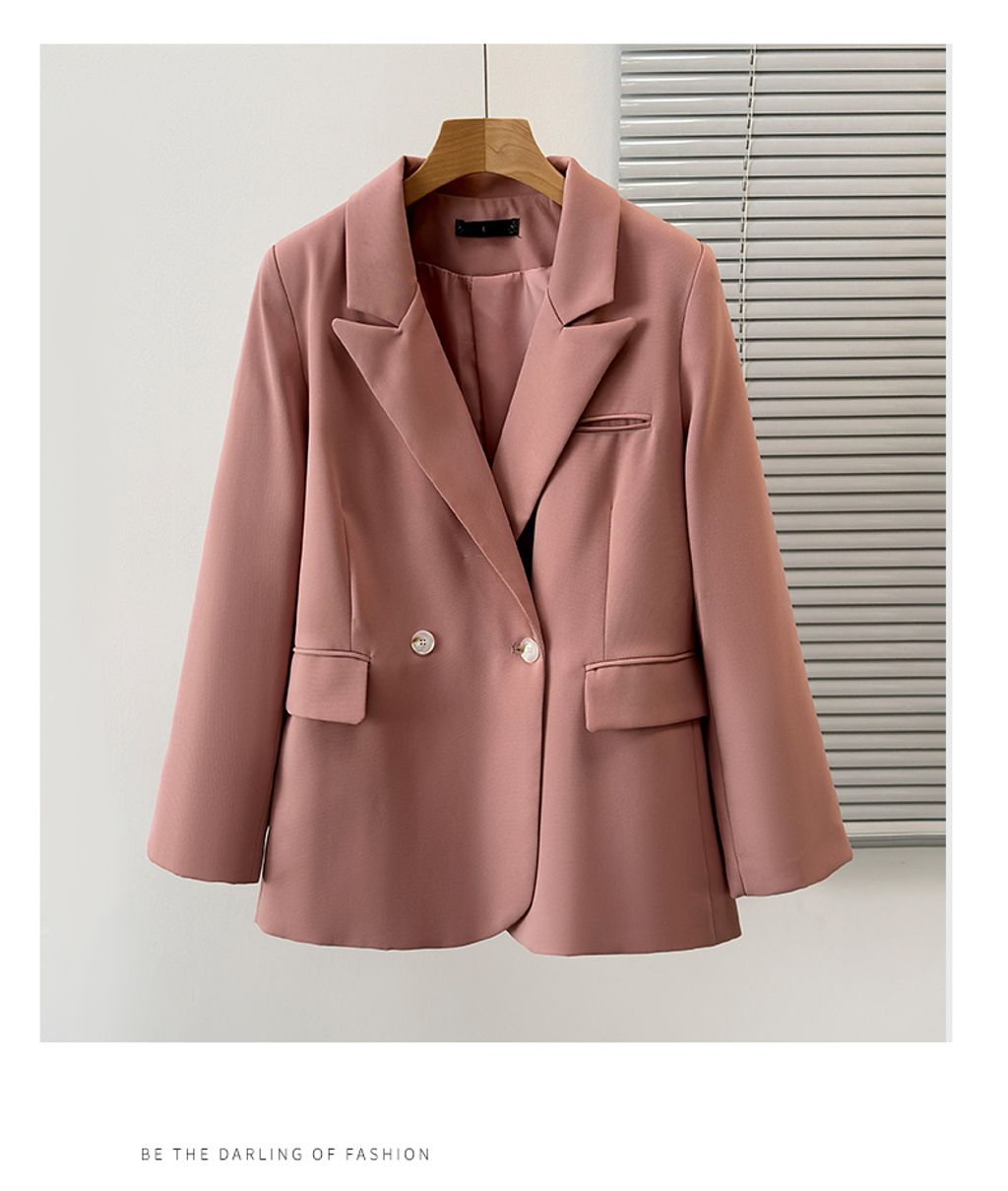 Pure Lust Style Versatile Plus Size Women's Suit Jacket-Light pin color