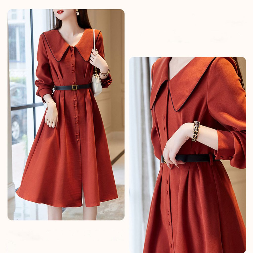 Elegant Lapel X-shaped Long Sleeve Dress – Her Fashion Boutique