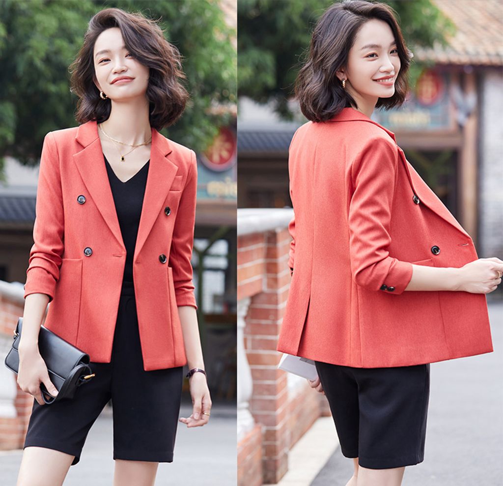 Korean Style High-end Street Casual Suit Jacket for Women-Orange color