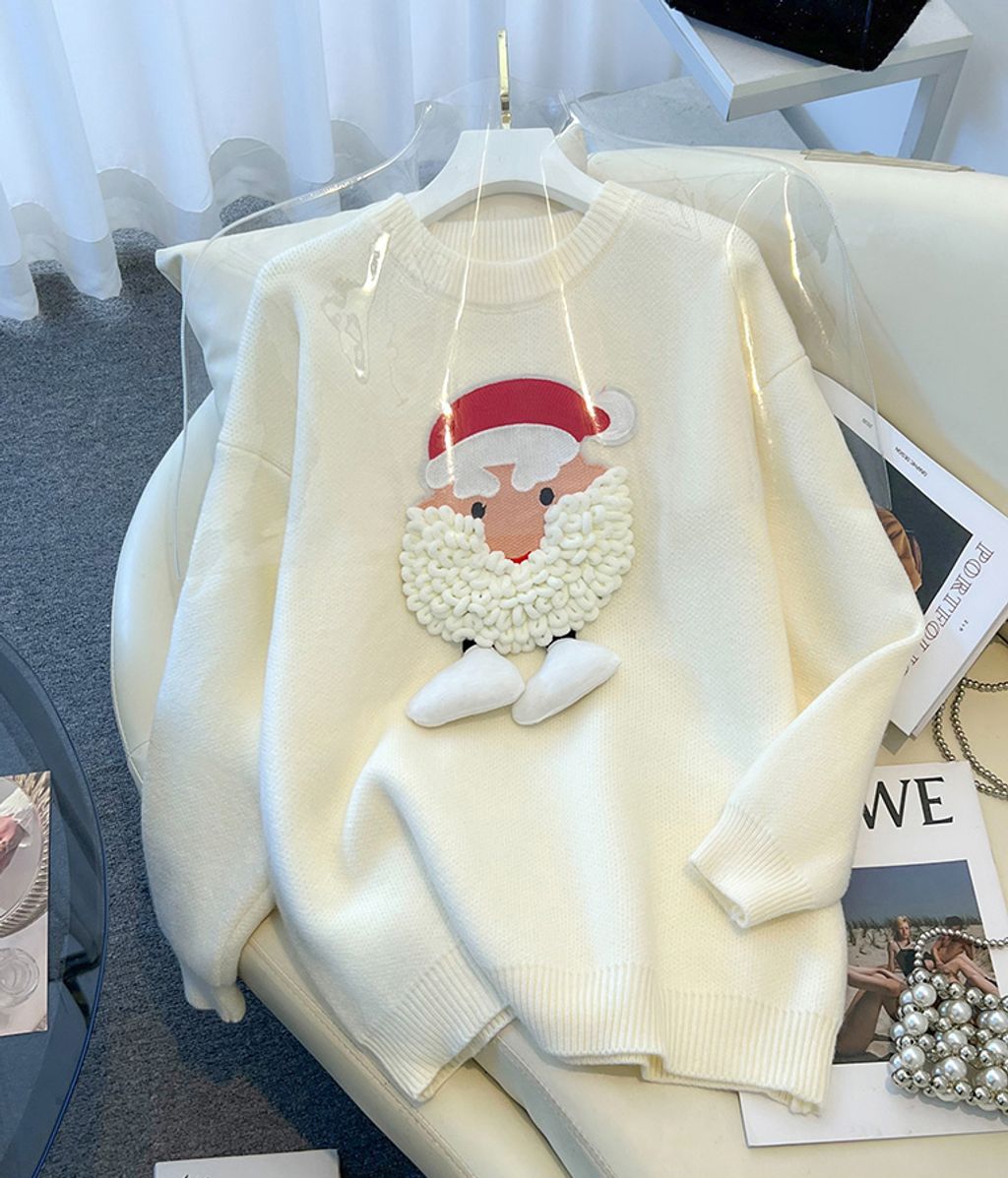Pullover Christmas Sweater for Women-White color
