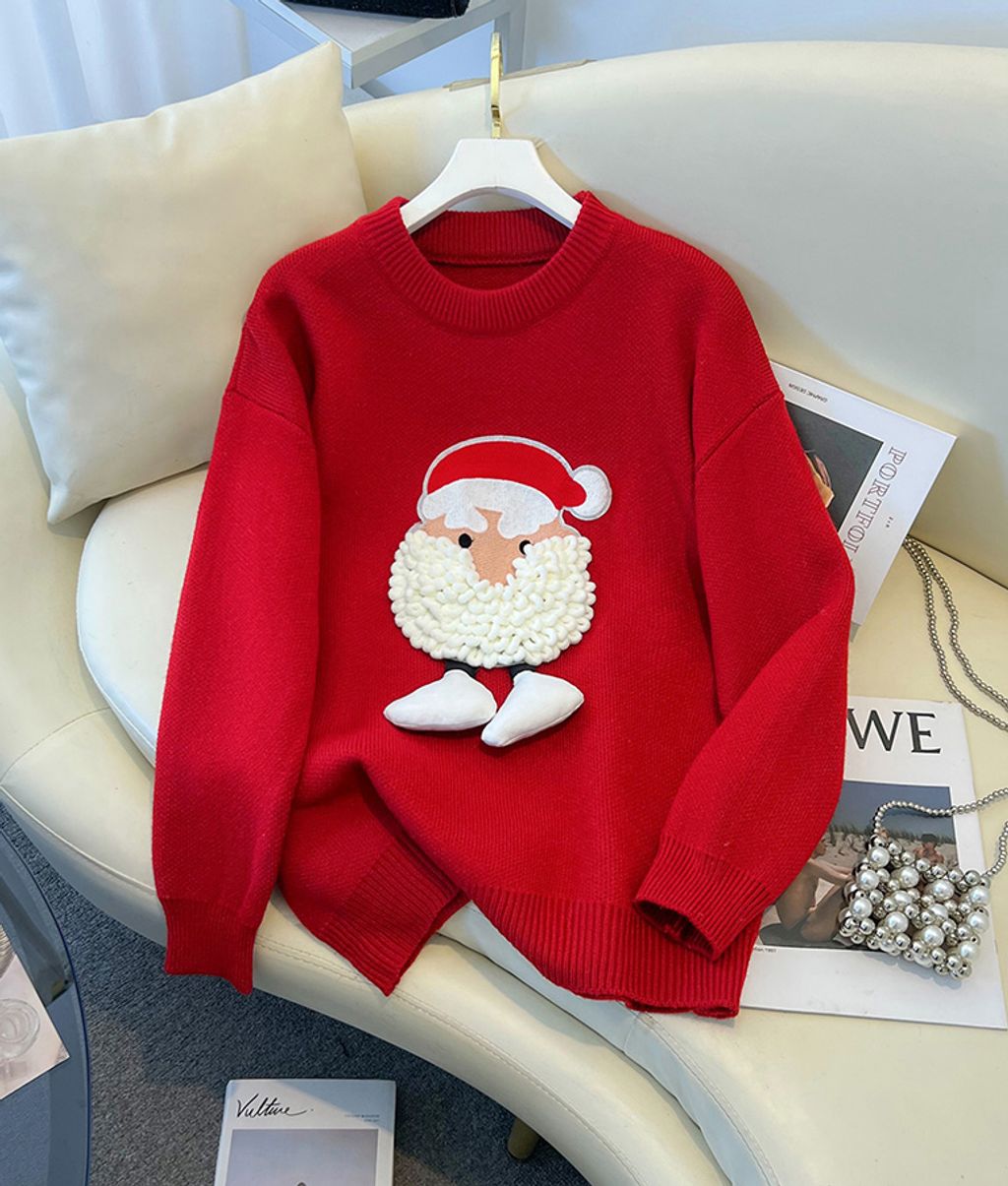 Pullover Christmas Sweater for Women-Red color