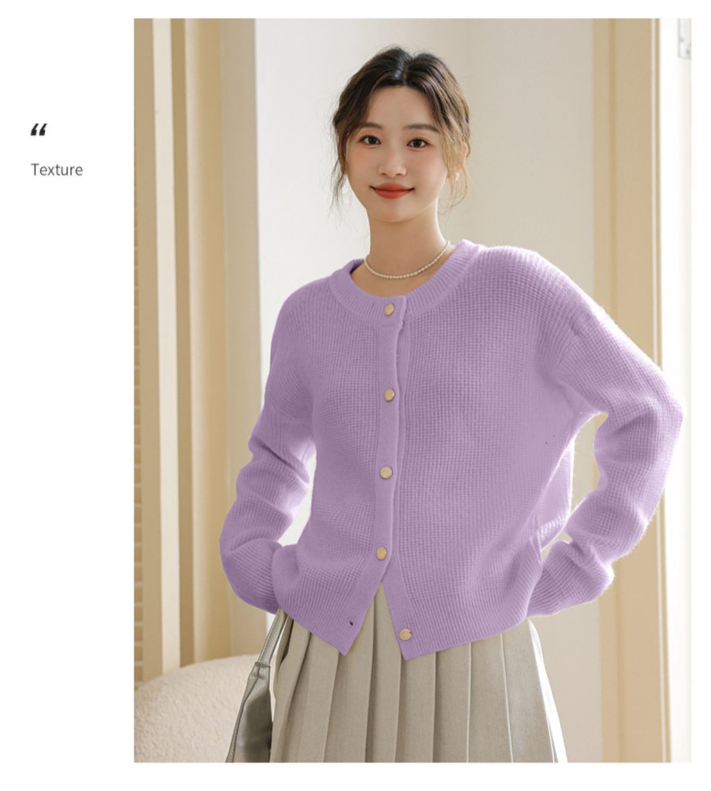 Loose and lazy style outer knitted Sweater-Purple