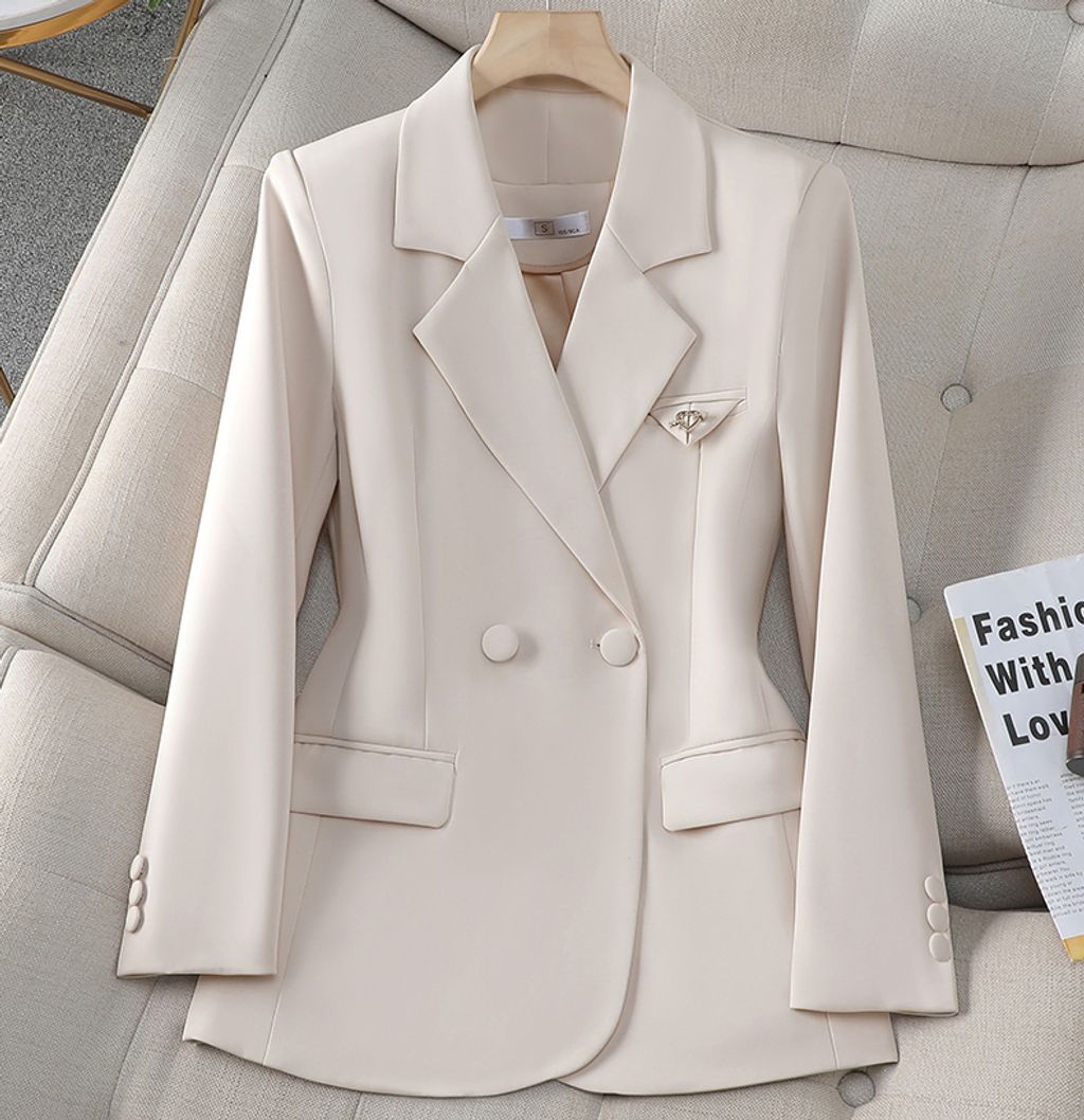 High-end Temperament Goddess Style Suit Jacket for Women-Apricot color