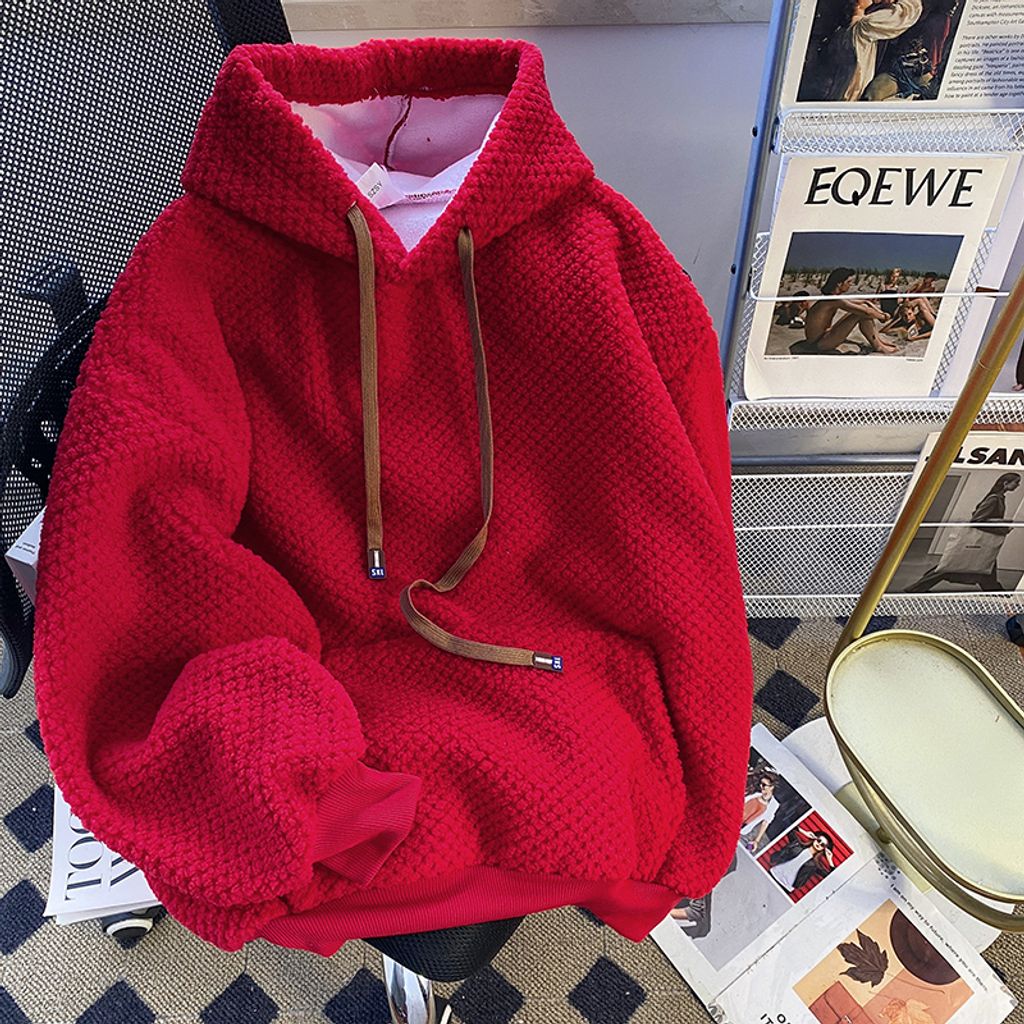 Pullover Hood Women's Sweater-Red color