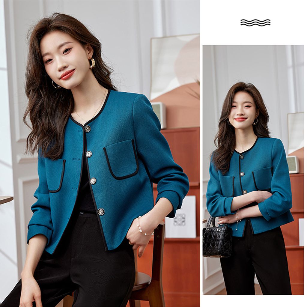 Casual Loose Women's Jacket-Blue color