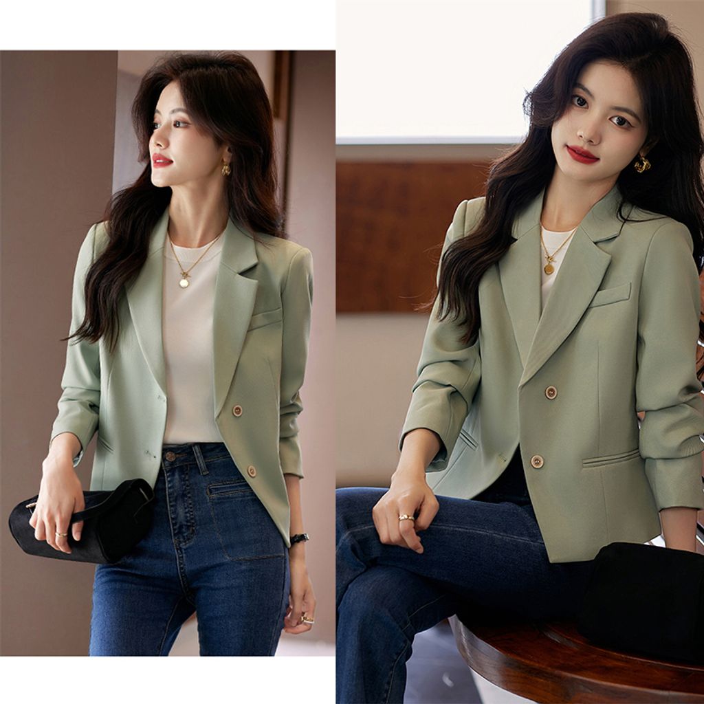 Fashionable Short Blazer for Women-Green color