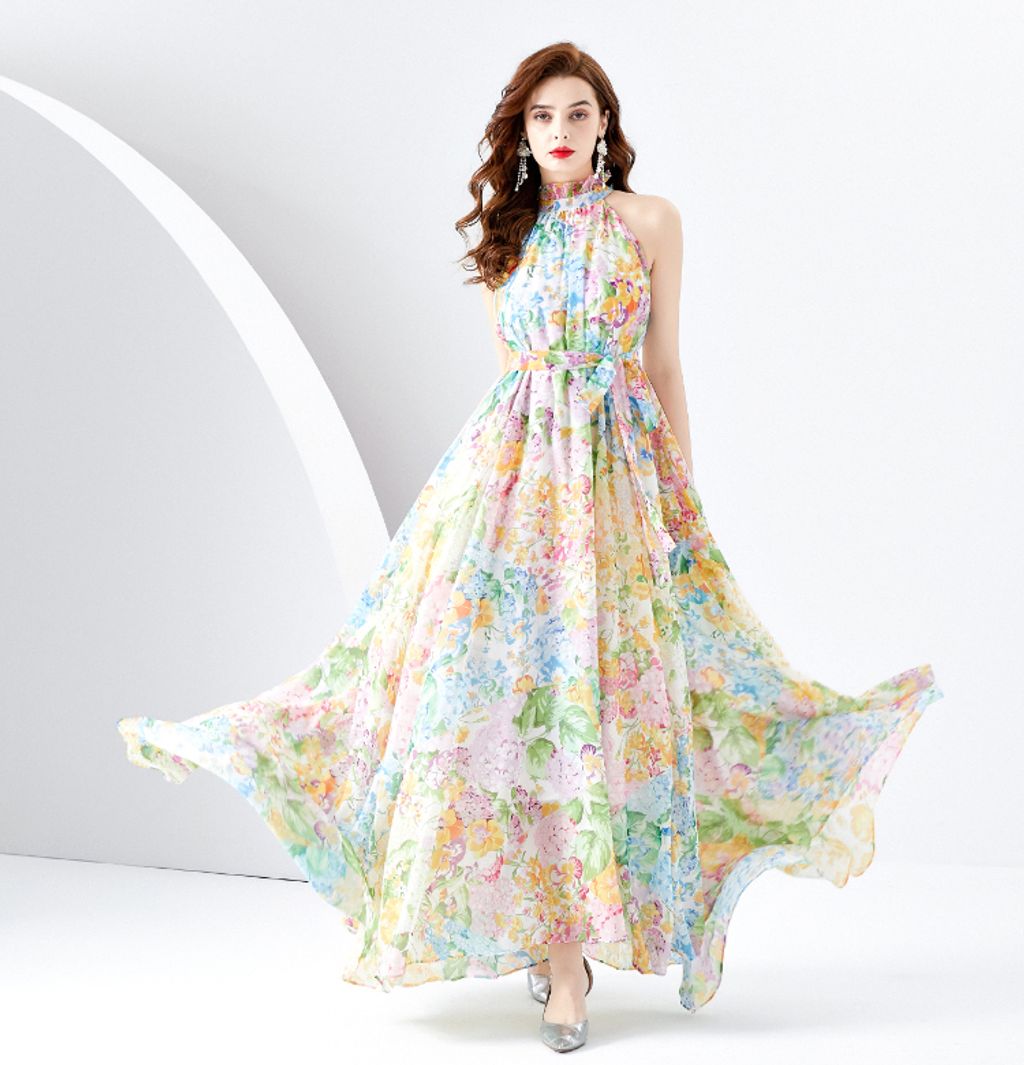 Floral Halter Long Dress
