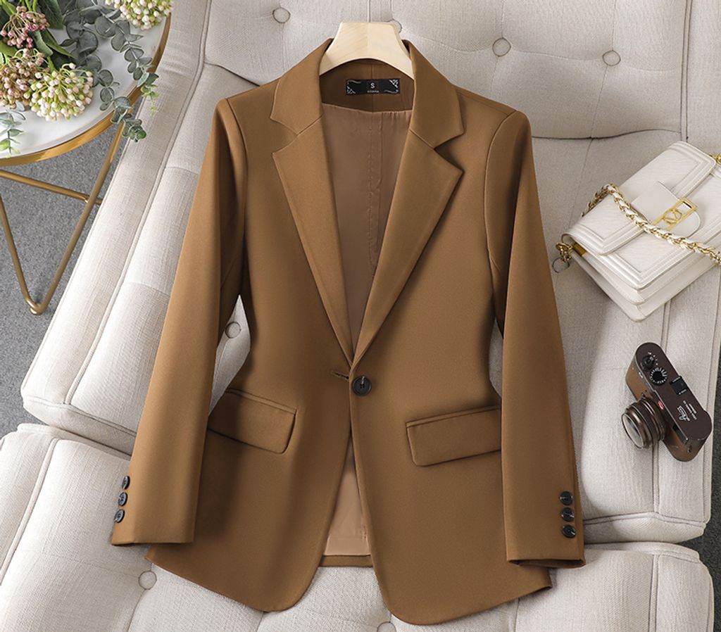 Korean Style Fashionable Women's Blazer-Brown color