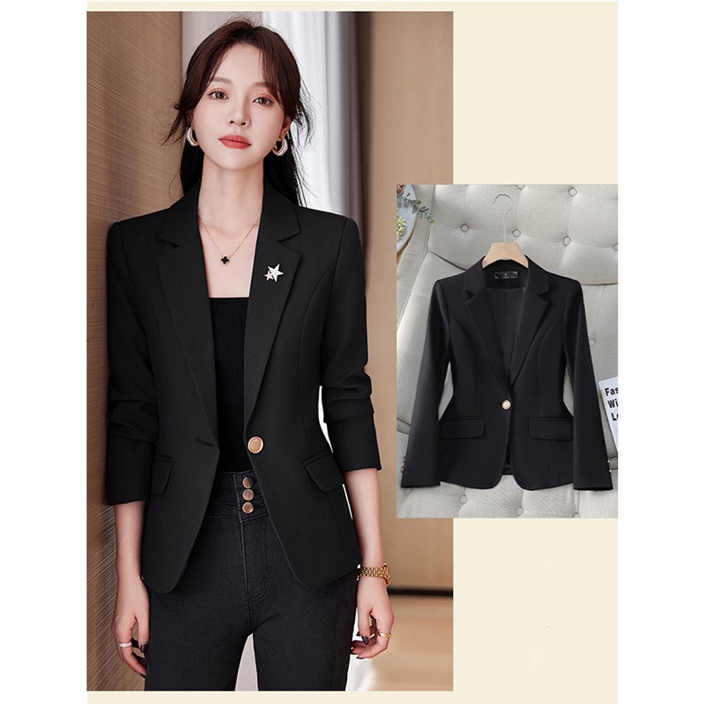 Casual Slim Women's Jacket-Black color