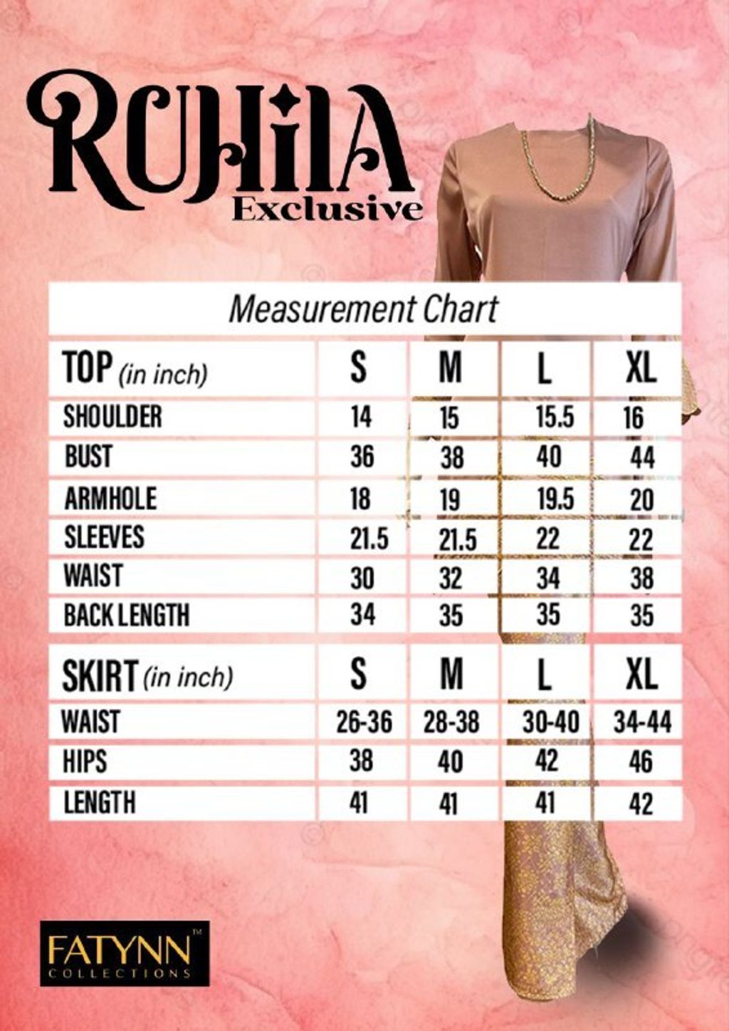 SIZE CHART RUHILA