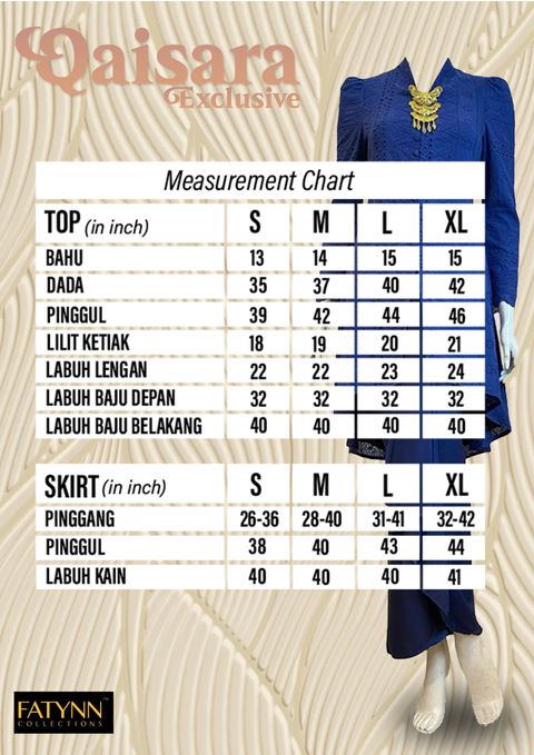 SIZE CHART QAISARA