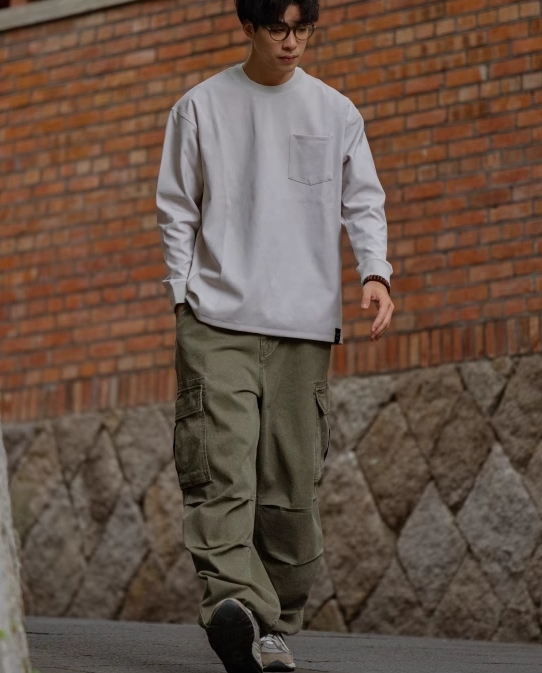 URBANOO選物 BIGGER THAN BIGGER 水洗做舊休閒寬鬆雙褶大口袋重磅工裝長褲 23AW