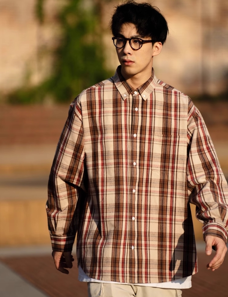 URBANOO選物 BIGGER THAN BIGGER 23AW  日系復古法蘭絨休閒格紋襯衫／圖 5