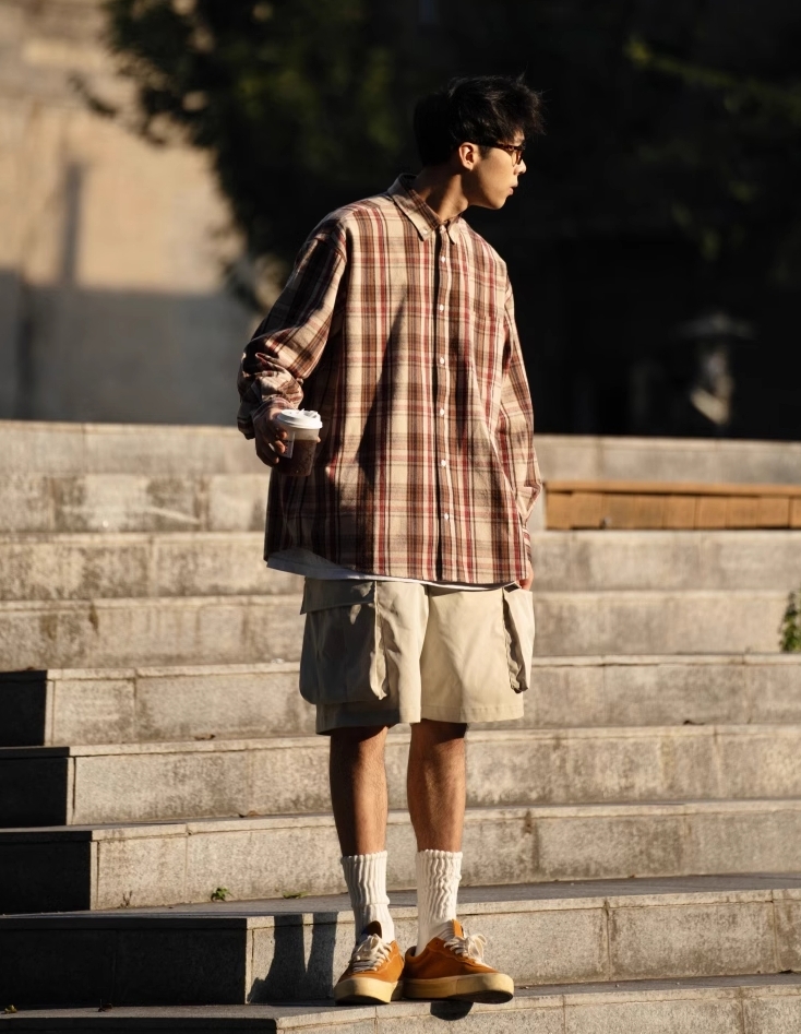 URBANOO選物 BIGGER THAN BIGGER 23AW  日系復古法蘭絨休閒格紋襯衫／圖 3