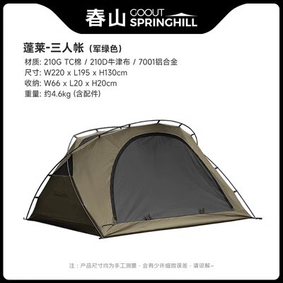 URBANOO選物 SPRINGHILL 春山 蓬萊三人帳  袋鼠帳內帳 TC棉 科技棉／圖 4