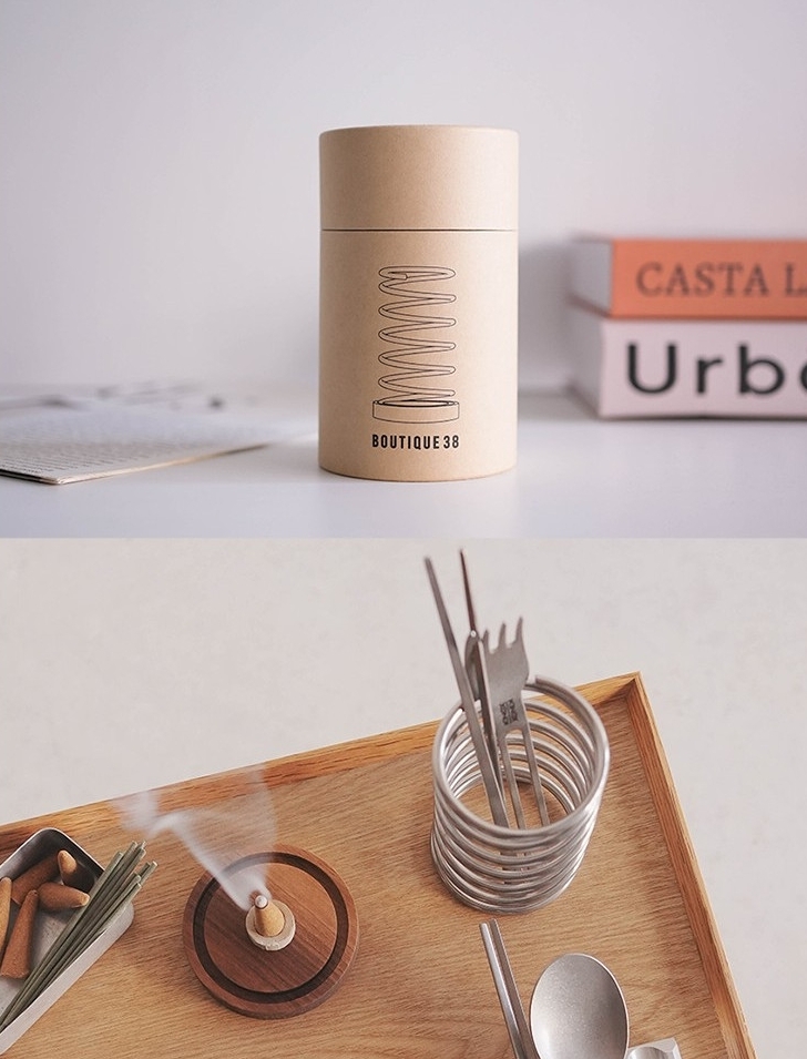 URBANOO 韓國 boutique38 彈簧 露營餐具盒 香架 餐具架 原木／圖 5