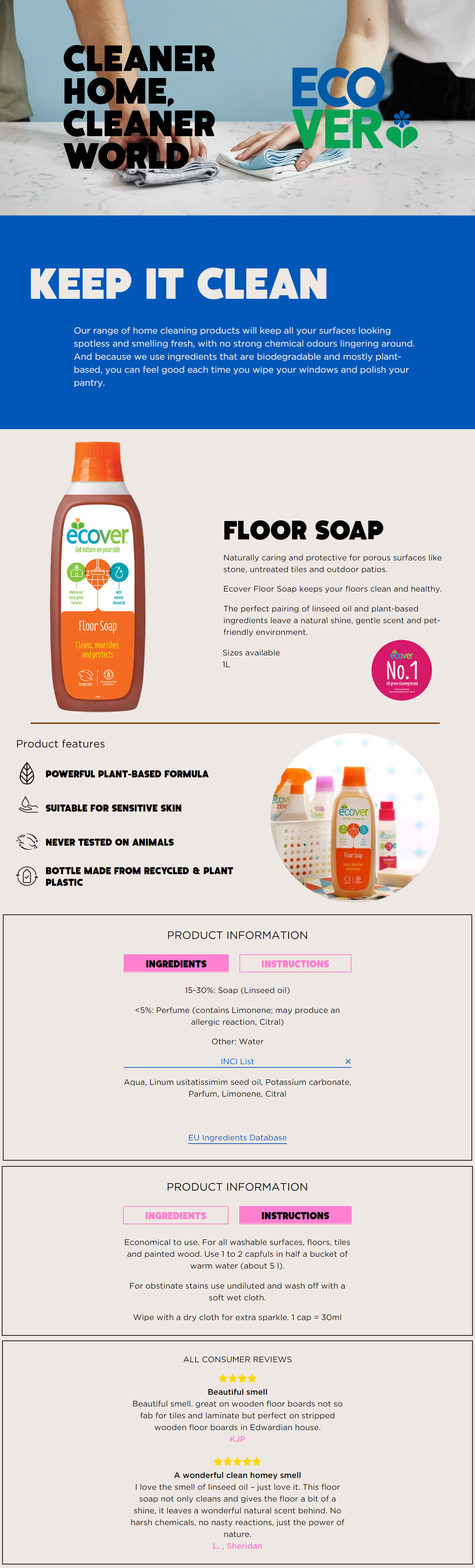 Ecover Linseed Oil Floor Cleaner 1000ml Ecover Malaysia