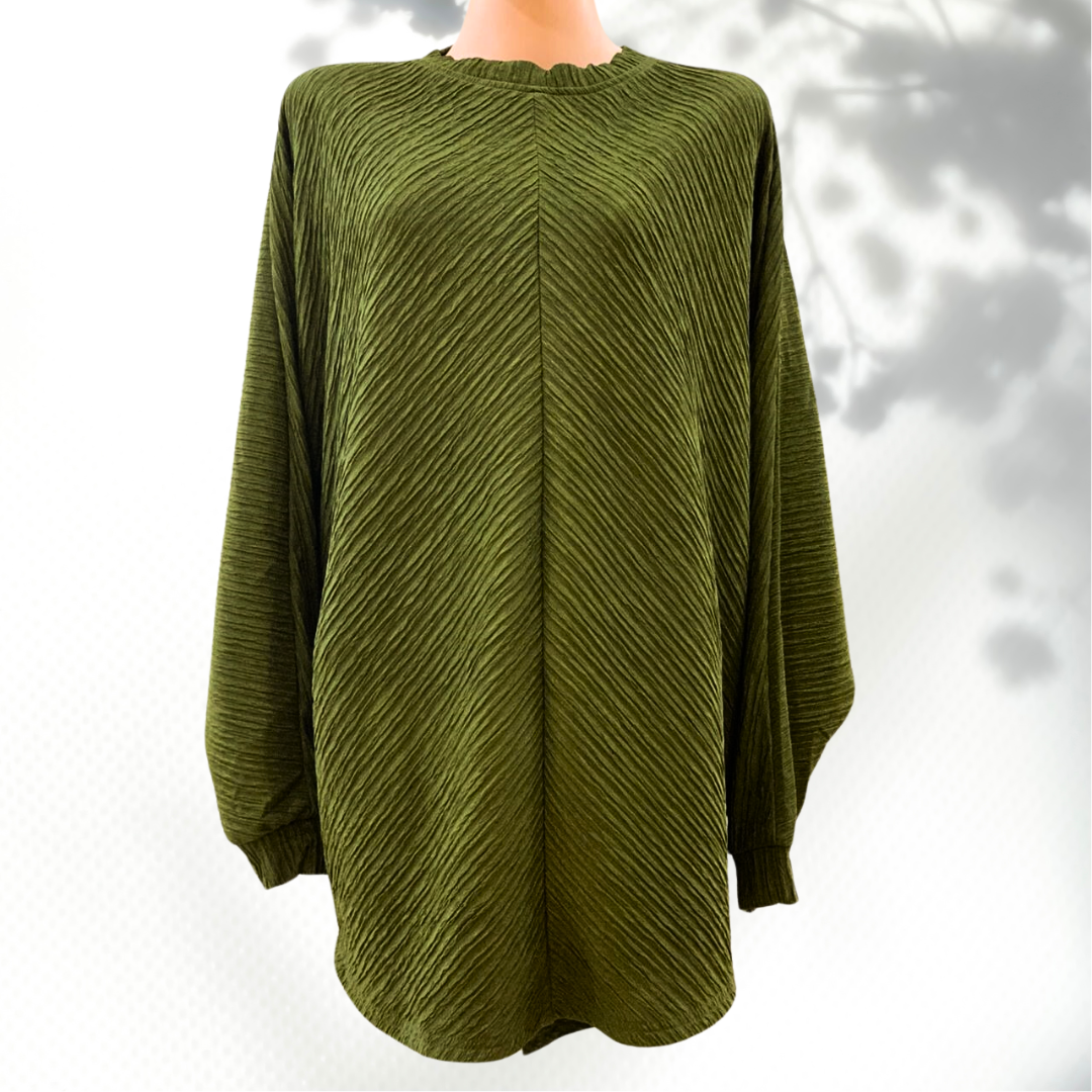 Blouse Raglan Velvet - Army green