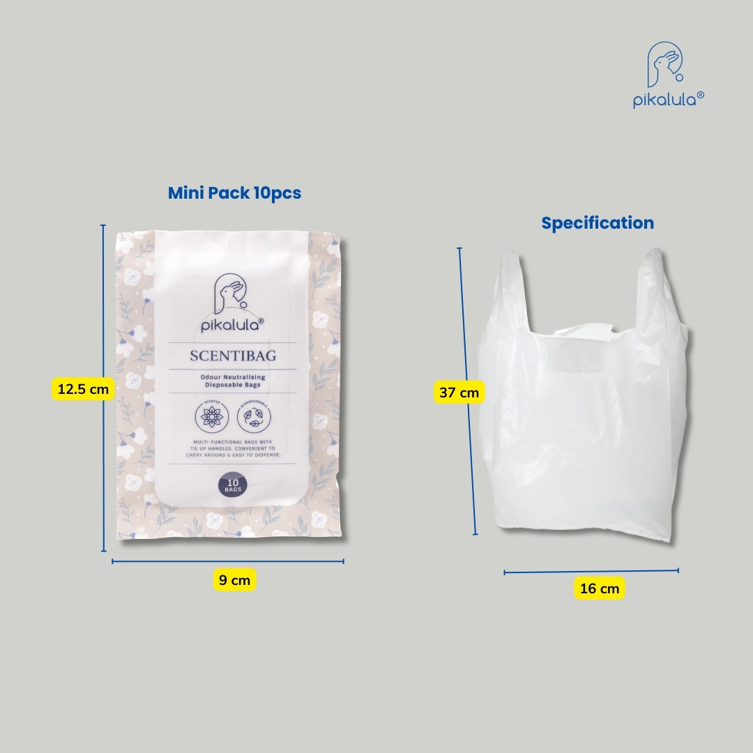 Pikalula Scentibags Scented Disposable Sanitary Bags Size Guide