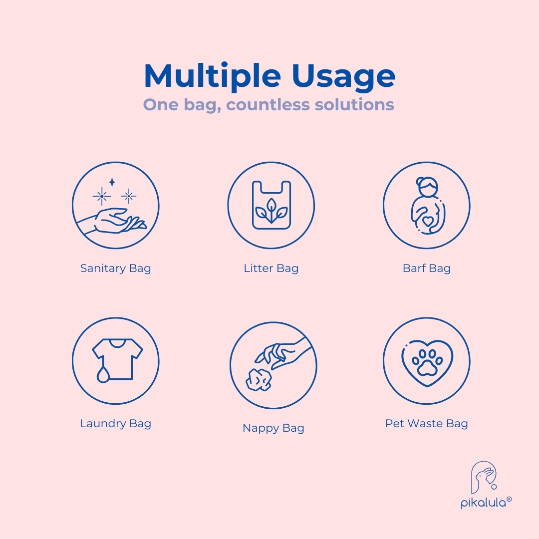 Pikalula Pink Bags Multiple Usages Disposable Sanitary Bags