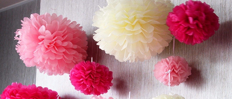 Diy Tissue Paper Flower Pompom Party Wedding Room Rosepink