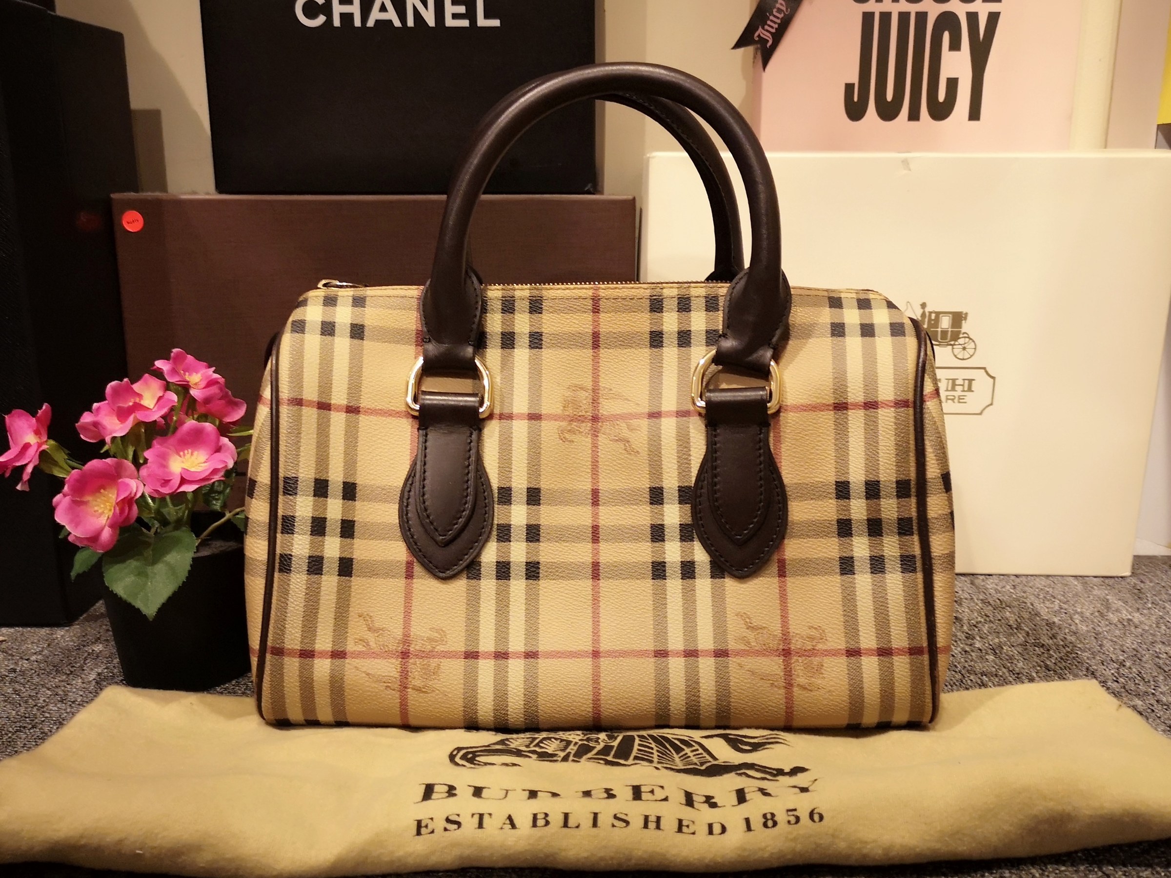 Burberry Haymarket Check Boston Bag – Luxury Valley Branded Bags KL