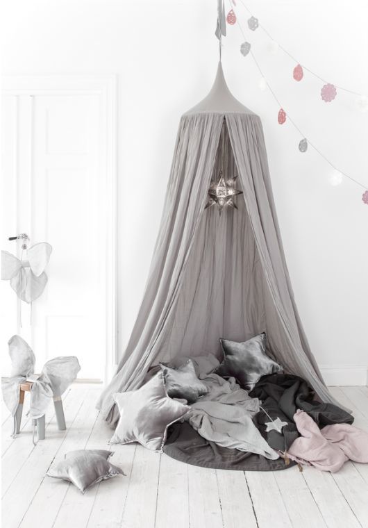 grey cot canopy