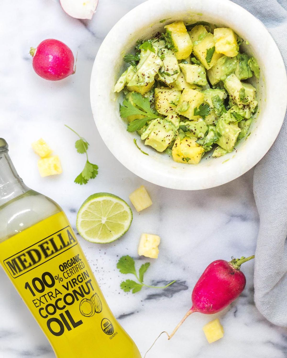 Pineapple Guacamole with Medella Virgin Coconut Oil