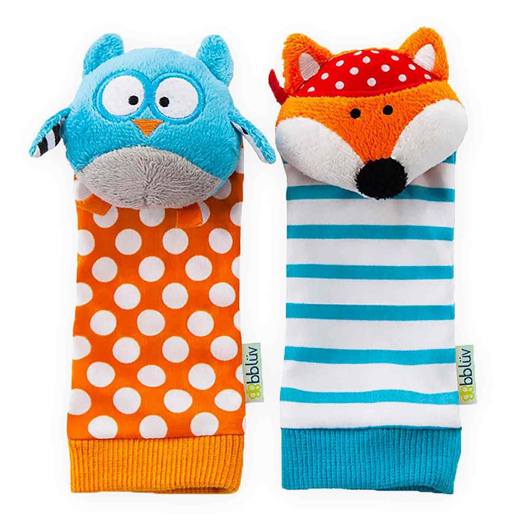 B0104_-_DUO_-_Fox_and_Owl_-_White_Background-_Front_-_Both_Socks