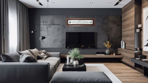 —Pngtree—modern black and wood living_2882588