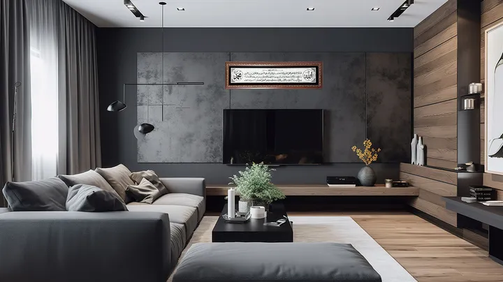 —Pngtree—modern black and wood living_2882588