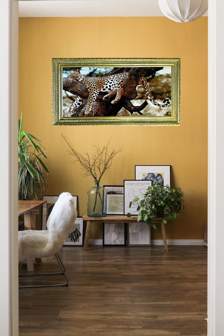 GELAREH Framed Carpet - Sleeping cheetah -Size66x119cm (5)