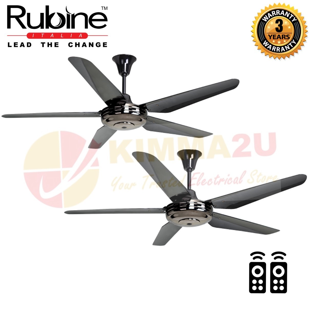 Twin Pack Rubine Rcf Vetta101 5b Gm 56 5 Blades Gun Metal Ceiling Fan