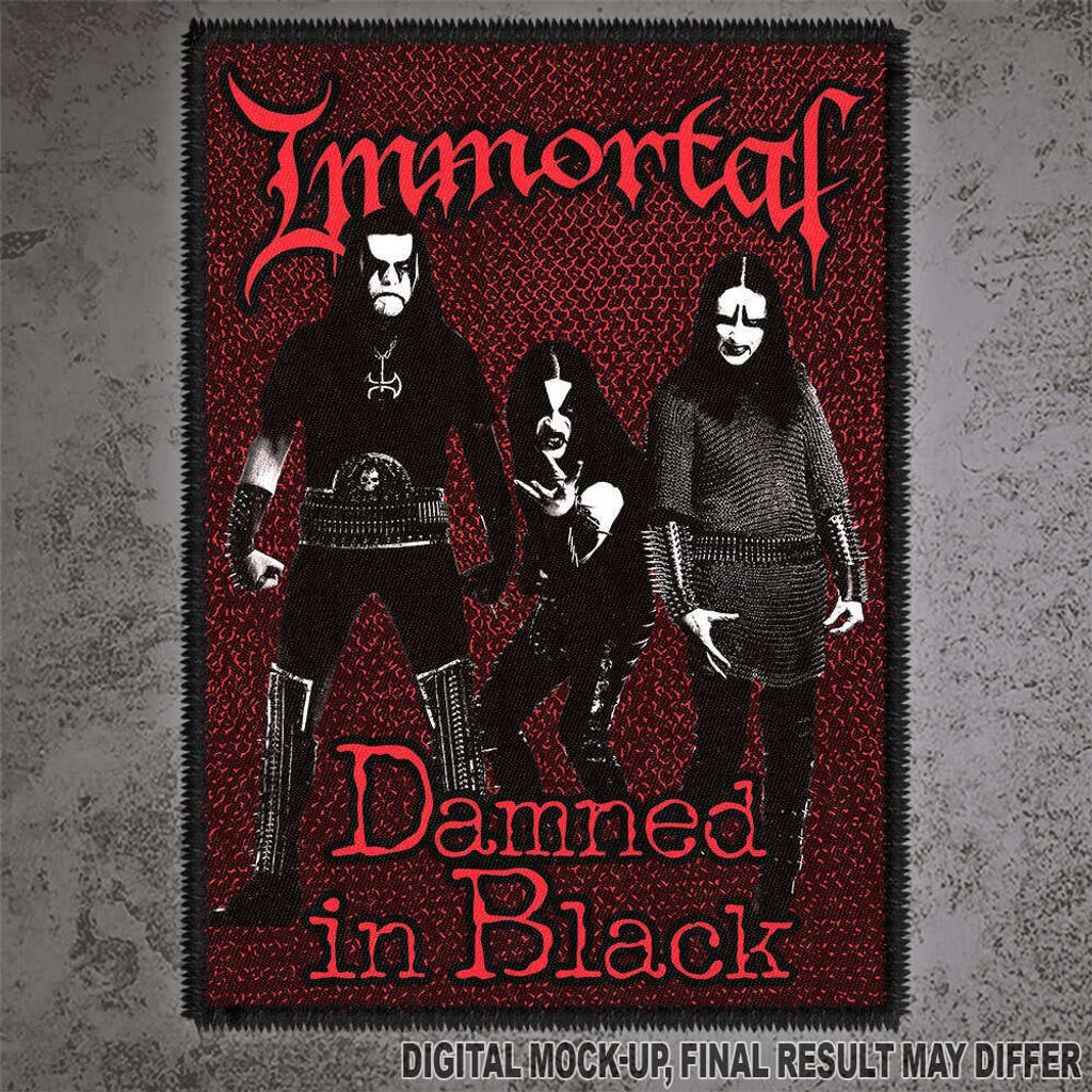 IMMORTAL Damned in Black. Woven Patch